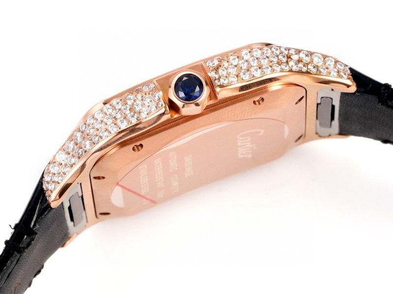 까르띠에 산토스 시리즈 남성 가죽 스트랩 시계 001-187618