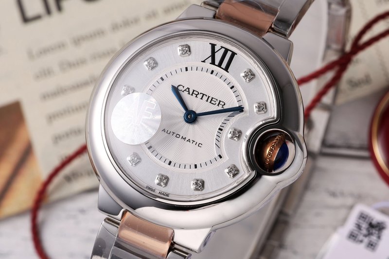 까르띠에 발롱블루 33mm 스테인리스 스틸 시계 001-187681