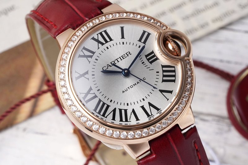 까르띠에 발롱블루 33mm 스테인리스 스틸 시계 001-187698