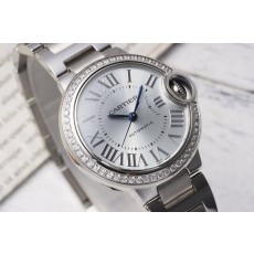까르띠에 발롱블루 33mm 스테인리스 스틸 시계 001-187729