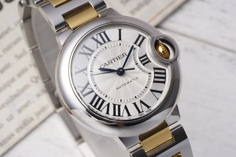 까르띠에 발롱 블루 33mm 스테인리스 스틸 시계 001-187731