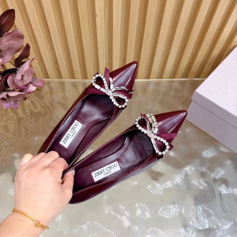 지미추 클래식 라인스톤 리본 하이힐 펌프스 001-188182