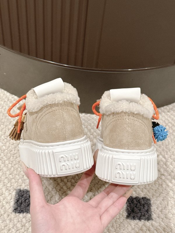 MIUMIU 리얼 퍼 스웨이드 플랫폼 슈즈 001-188393
