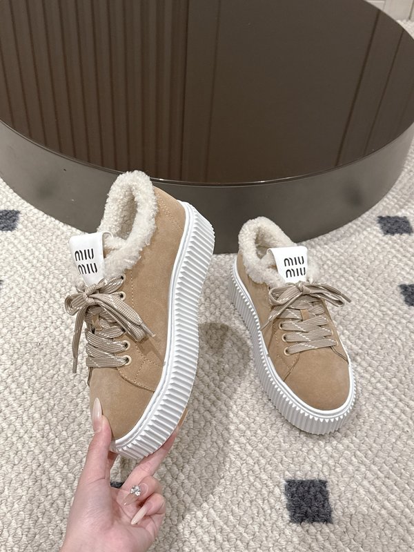 MIUMIU 리얼 퍼 스웨이드 플랫폼 슈즈 001-188395
