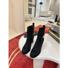 블랙 송아지 가죽 하이힐 앵클부츠 001-188925