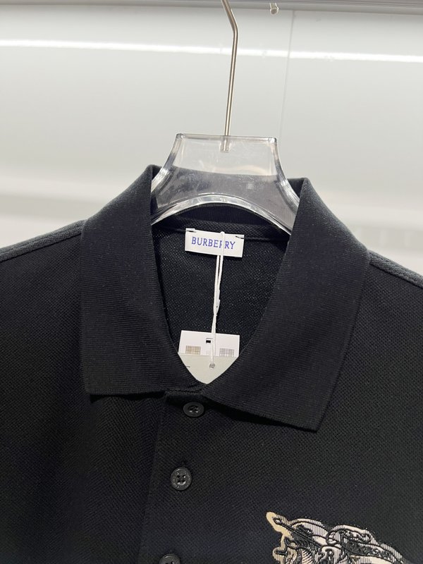 버버리 체크 자수 로고 캐주얼 폴로 셔츠 001-189332
