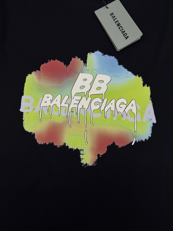 발렌시아가 BB 그래피티 프린트 머서라이즈드 코튼 티셔 001-189399