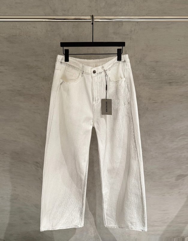 발렌시아가 화이트 빈티지 자수 데님 팬츠 001-189468