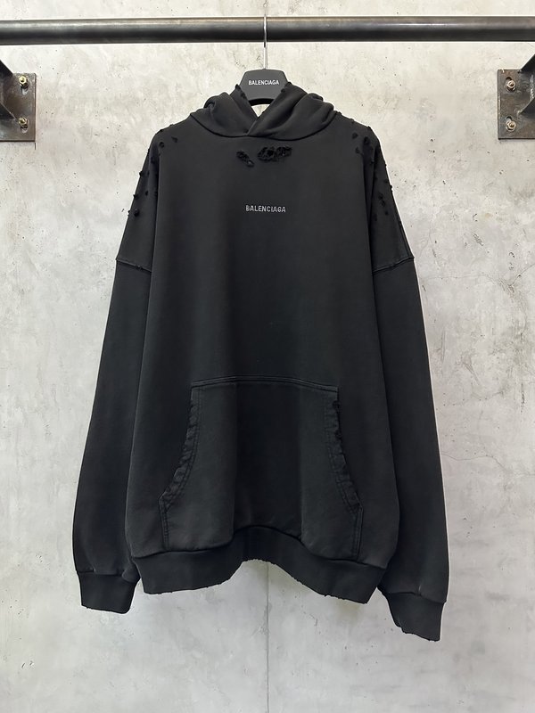 발렌시아가 워싱 홀로그램 후드 티셔츠 001-189505