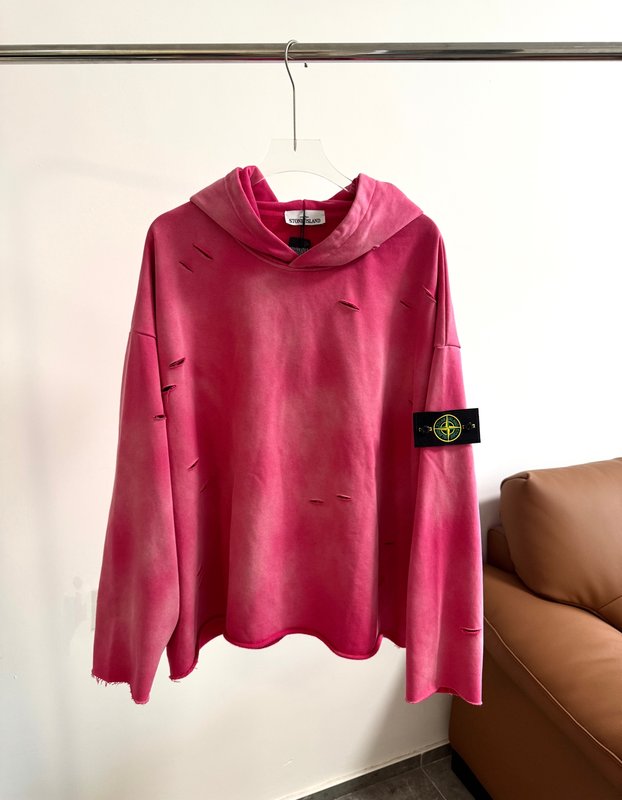 스톤아일랜드 중후 염색 컷팅 후드 티셔츠 001-189646