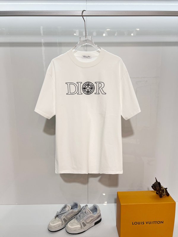 디올 스톤아일랜드 콜라보 라운드넥 반팔 티셔츠 001-189702
