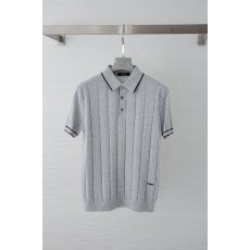 제냐 장면 면 니트 칼라 반팔 티셔츠 001-189820
