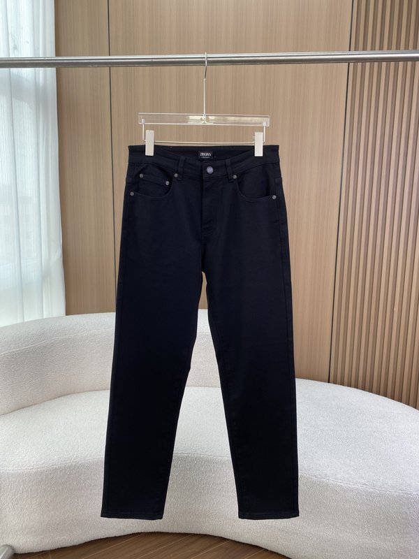 제냐 블랙 슬림 핏 캐주얼 데님 팬츠 001-189849