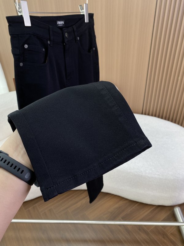 제냐 블랙 슬림 핏 캐주얼 데님 팬츠 001-189849