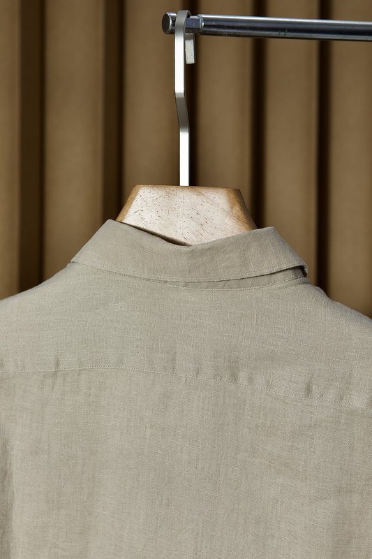Kiton 자수 포인트 리넨 긴팔 셔츠 001-189866