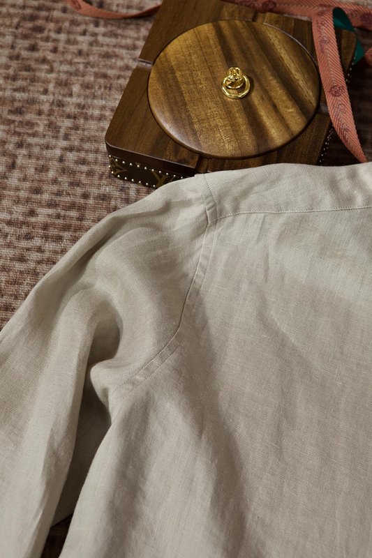 Kiton 자수 포인트 리넨 긴팔 셔츠 001-189866