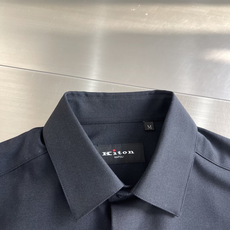 Kiton 남성 텐셀 코튼 칼라 롱슬리브 셔츠 001-189867