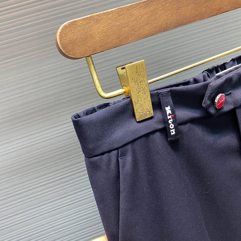 Kiton 남성 네이비 울 혼방 캐주얼 정장 바지 001-189871