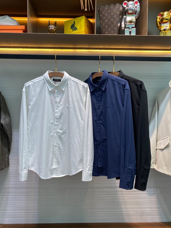 Kiton 고밀도 사면 코튼 라펠 긴팔 셔츠 001-189874