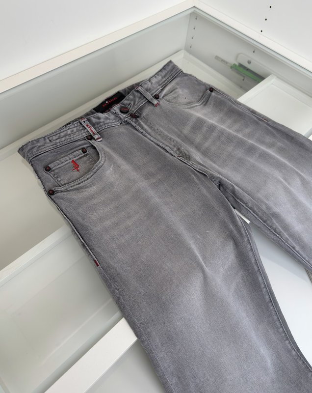 Kiton 남성 그레이 워싱 슬림 진 001-189879