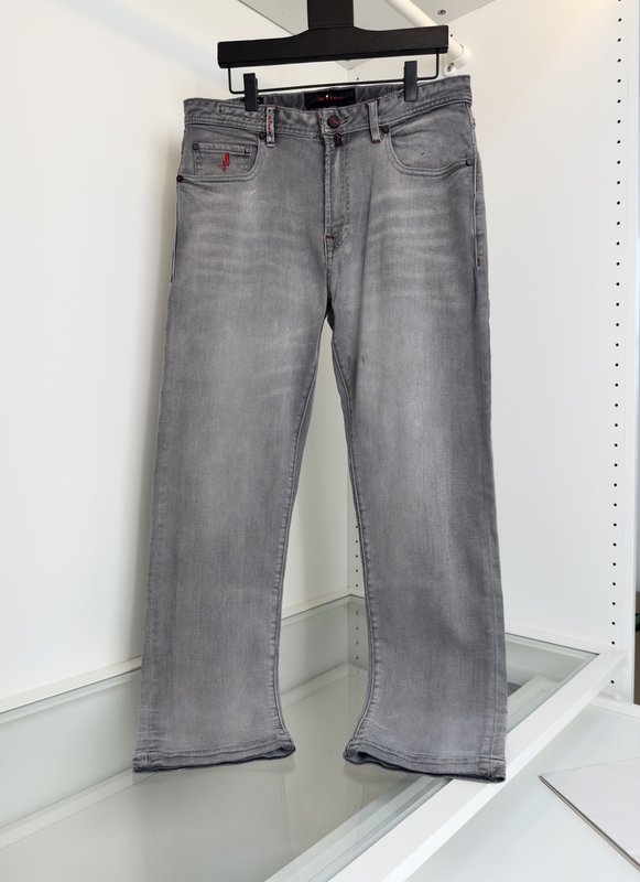 Kiton 남성 그레이 워싱 슬림 진 001-189879