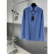 Kiton 남성 면 소재 자수 칼라 긴팔 셔츠 001-189882