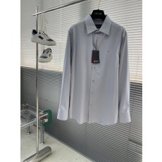 Kiton 남성 면 소재 자수 칼라 긴팔 셔츠 001-189883