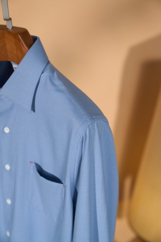 Kiton 남성 울 천조끼 무늬 긴팔 셔츠 001-189902