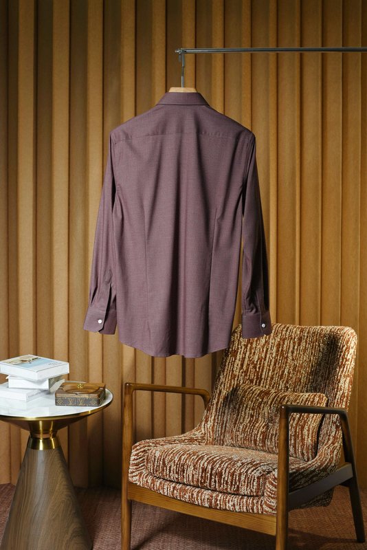 Kiton 울 천사격 긴팔 셔츠 001-189923