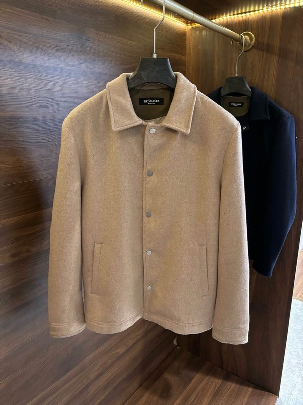 Kiton 남성 울 캐시미어 혼방 셔츠 재킷 001-189955