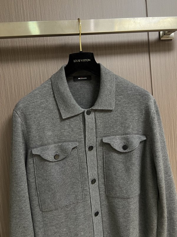 Kiton 가을 겨울 울 플립 칼라 재킷 아우터 001-189957