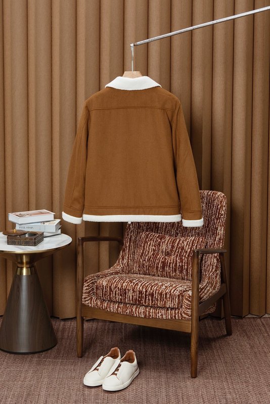 Kiton 남성 울 혼방 캐시미어 셔츠 칼라 패딩 자켓 001-189995