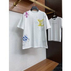루이비통 남성 머서라이즈드 코튼 라운드넥 반팔 티셔츠 001-190056