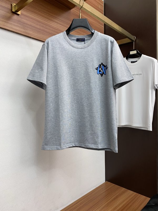 루이비통 남성 면 라운드넥 반팔 티셔츠 001-190059