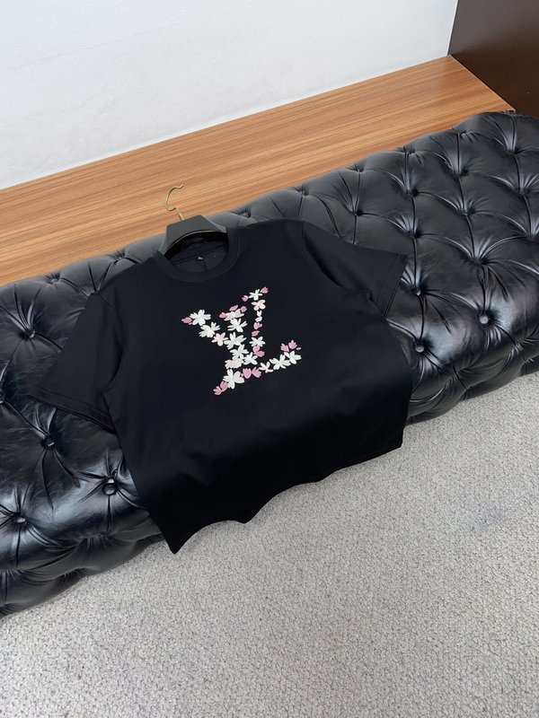 루이비통 남성 머서라이즈드 코튼 라운드넥 반팔 티셔츠 001-190062