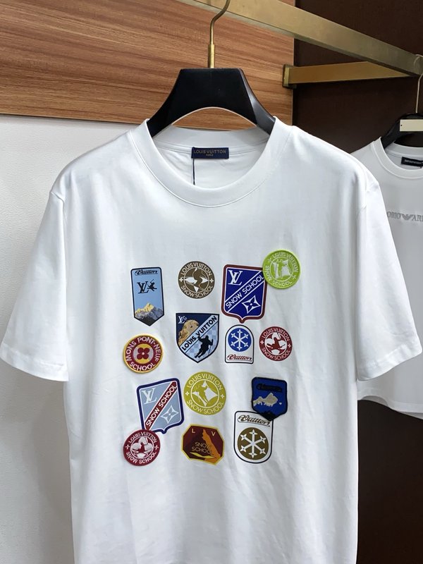 루이비통 남성 순면 라운드넥 반팔 티셔츠 001-190069