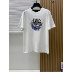 루이비통 남성 순면 라운드넥 반팔 티셔츠 001-190078