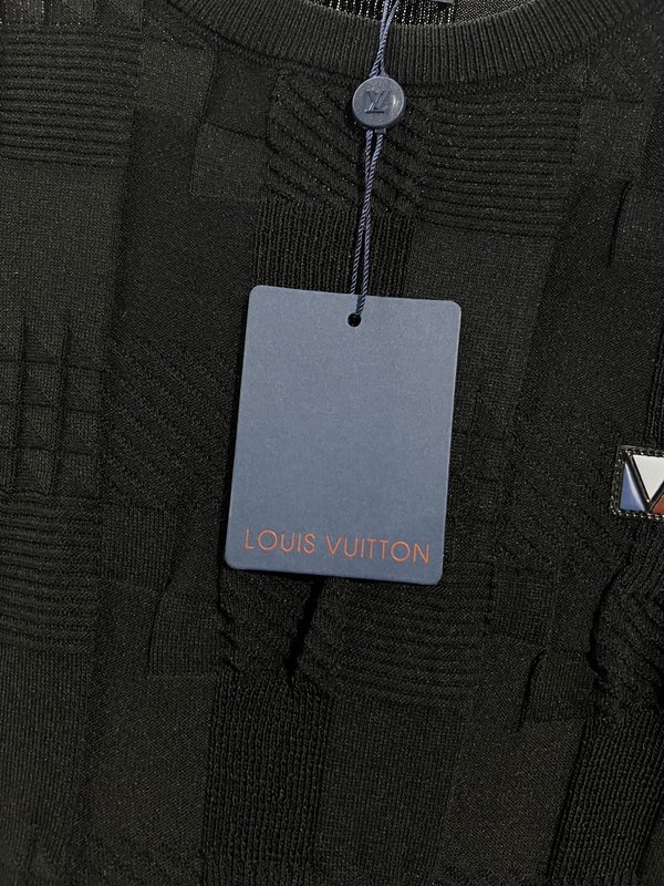 루이비통 모노그램 체크 라운드넥 반팔 니트 001-190290