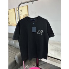 루이비통 진주 로고 자수 면 반팔 티셔츠 001-190344