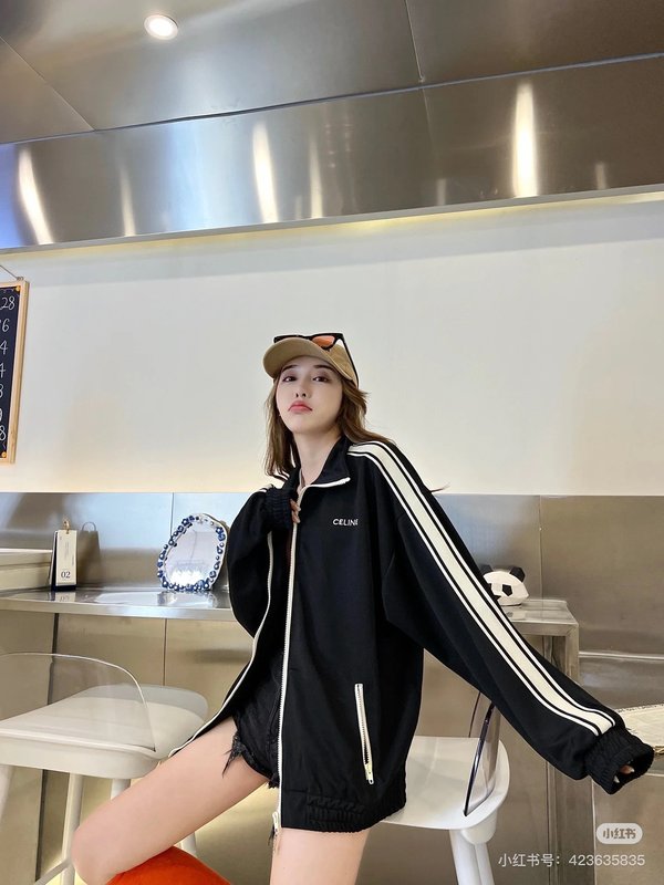 셀린 로고 자수 스탠드 칼라 자켓 001-190482