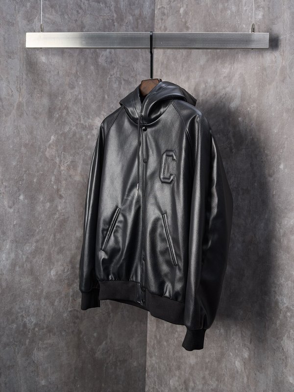 셀린 C 로고 엠보싱 후드 가죽 자켓 001-190492