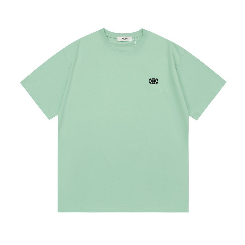 셀린 2026 년 신규 심플 자수 로고 반팔 티셔츠 001-190567