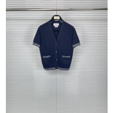 톰브라운 와플 스트라이프 V 넥 반팔 티셔츠 001-190961
