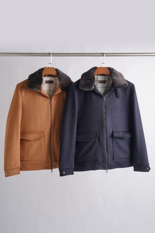 로로피아나 모피 칼라 울 혼방 자켓 001-191130