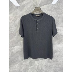 로로피아나 헨리넥 니트 반팔 티셔츠 남성용 001-191235