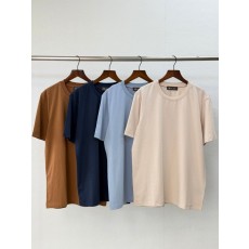 로로피아나 실크 혼방 라운드 넥 티셔츠 001-191264