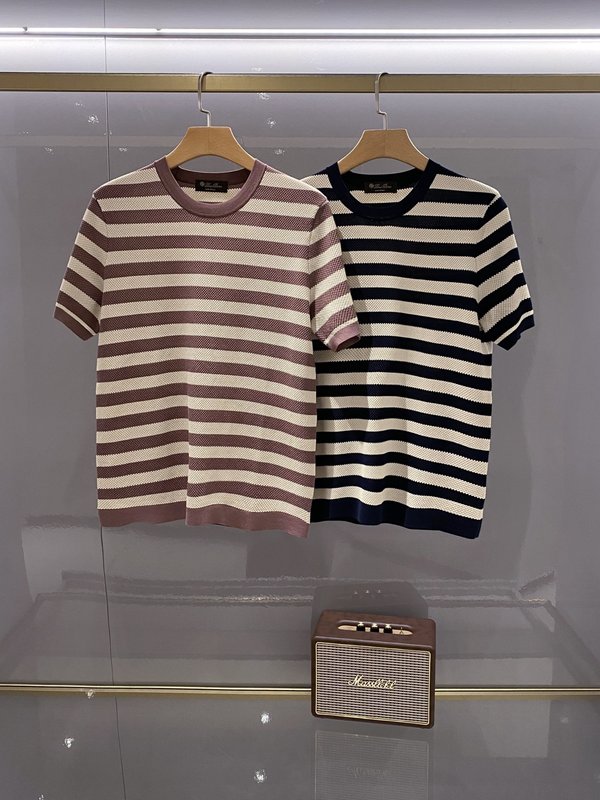 로로피아나 남성 스트라이프 라운드 티셔츠 001-191276