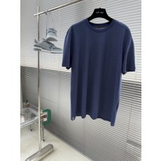 로로피아나 남성 단색 라운드넥 반팔 티셔츠 001-191324