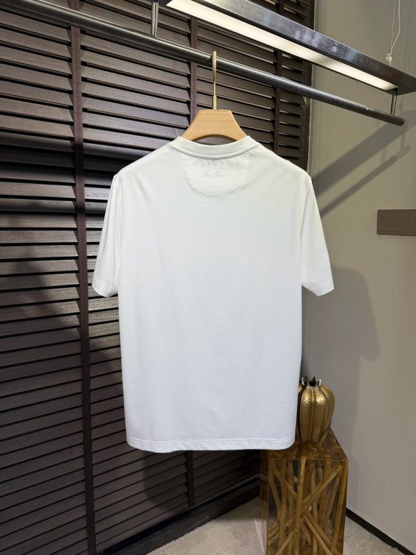 로로피아나 남성 피마コットン 모달 혼방 라운드넥 티셔츠 001-191363