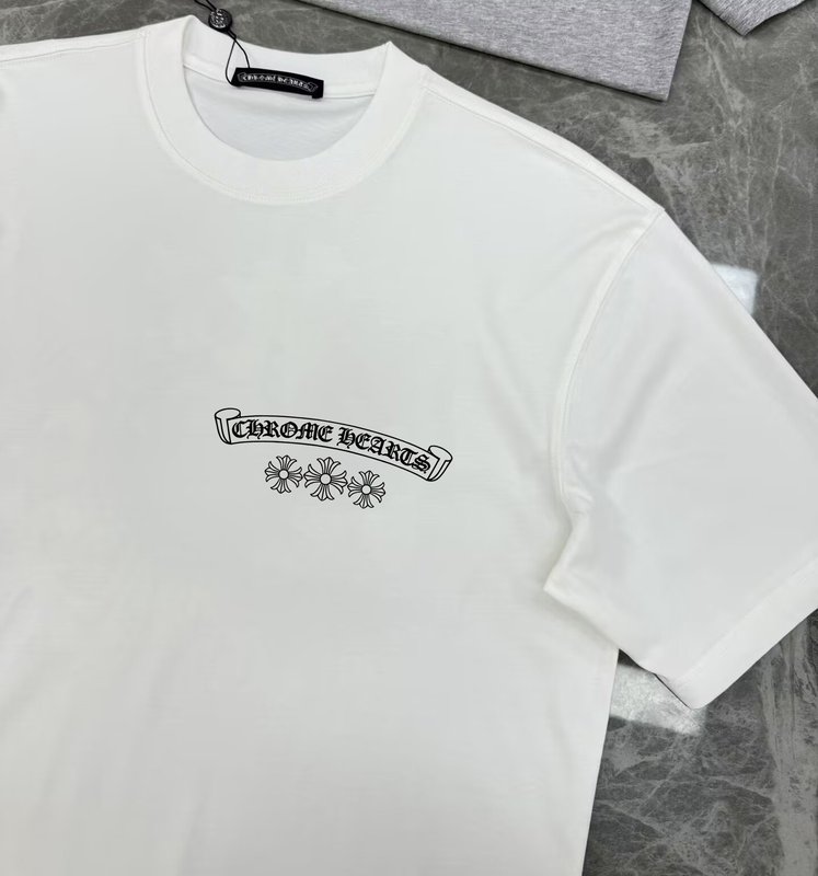 크롬하츠 산스크리트 십자가 프린트 라운드넥 반팔 티셔츠 001-191995